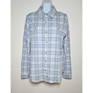Workshop Republic Junior's Blue Plaid Long Sleeve Button Up Shirt Size XL NWT